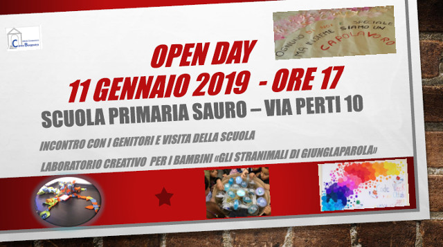 Scuola Primaria Sauro - Open Day 2019 - 11 Gennaio - Incontro con i Genitori e Visita della Scuola - Laboratorio Creativo per i Bambini Gli Strananimali di Giunglaparola